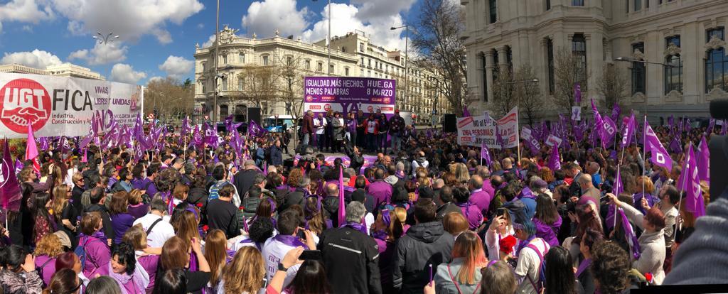 El éxito de la concentración en la Plaza de Cibeles ratifica el seguimiento masivo este 8 de Marzo